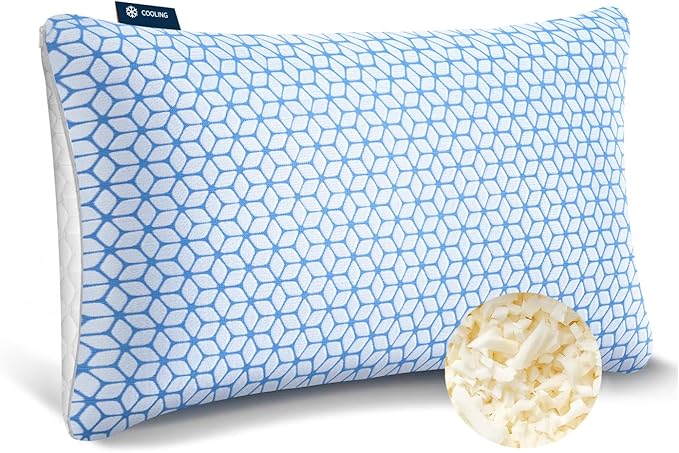 Bed Pillow King Size 1 Pack, Shredded Memory Foam Pillow Adjustable, Cooling Pillow Soft and Supportive for Side Back Stomach Sleepers