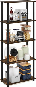 Furinno Turn-N-Tube 5-Tier Multipurpose Shelf Display Rack, Amber Pine/Black