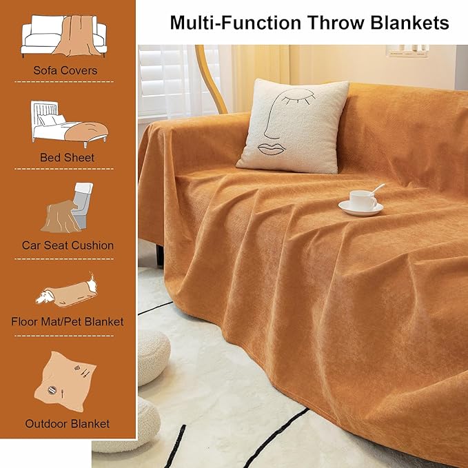 STACYPIK Waterproof Orange Couch Cover for Dogs, Washable Sofa Cover for 2 Cushion Couch, Anti-Cat Scratch Furniture Protector, Anti-Slip Pet Couch Protector,Tear Resistant Futon Cover-71X102IN
