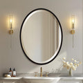 OVALCREST - Oval Wooden Beveled Wall Mirror for Home Decor, Bathroom, Vanity, Bedroom, Living Room, Hallway - London Style (Rubbed Black) 21.1 x 31.1