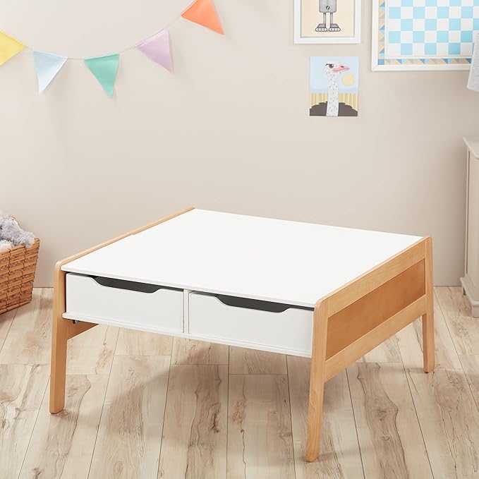 Melissa & Doug Kids Furniture Wooden Art & Activity Table with Bins Wooden Kids Activity Table, with Storage