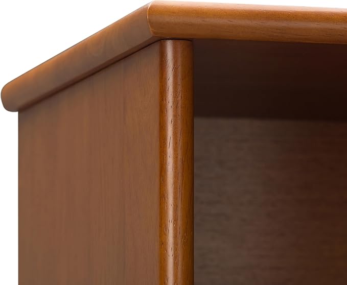 SIMPLIHOME Draper Bookcase - 64 inch Tall Solid Hardwood Wide Storage Bookshelf in Teak Brown, Mid-Century Modern Storage for Living Room, Study Room or Office with Adjustable Shelves and Tapered Legs