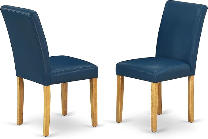 East West Furniture VAAB9-OAK-55 9 Piece Modern Dining Table Set Includes an Oval Wooden Table with Butterfly Leaf and 8 Oasis Blue Faux Leather Parson Dining Chairs, 40x76 Inch, Oak