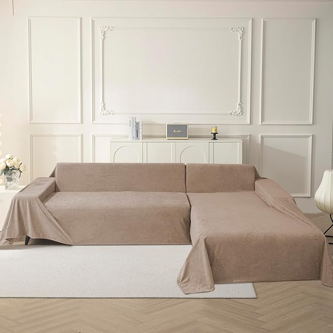 MYSKY HOME Couch Cover Sofa Covers for 2-3 Cushion Couch, Non-Slip Dog Furniture Protector Cover for Sofa, Couch Protector, Couch Covers for Sectional Sofa, 71" x 118", Khaki