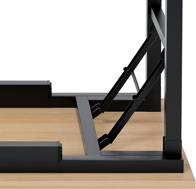 DlandHome Computer Desk, 59.8Inch Office Desk Computer Table, Study Writing Study Desk for Home Office, Teak and Black