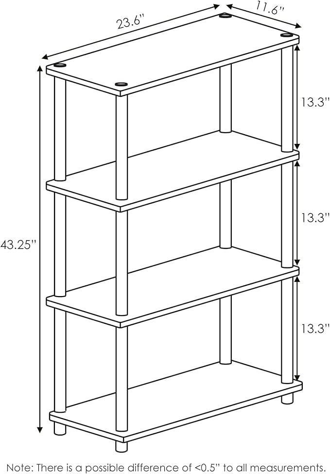 Furinno Turn-N-Tube 4-Tier Multipurpose Shelf Display Rack, Round Tubes, Pink/White
