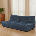 Fireside Three-Seater Mid-Century Armless Sofa — Floor Lounger in Soft Premium Corduroy, Foam-Filled Accent Chair for Living Room or Bedroom (Prussia Blue, Three Seater)