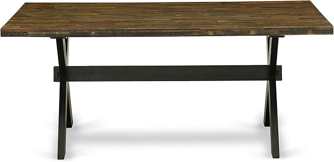 East West Furniture X677MZ650-7 7 Piece Kitchen Table & Chairs Set Consist of a Rectangle Dining Table with X-Legs and 6 Dark Gotham Grey Linen Fabric Parson Chairs, 40x72 Inch, Multi-Color