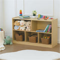 Kids Bookshelf and Toy Storage Shelf, Wooden Montessori Bookshelf, 2-Tier Toy Shelf with 5 Cubby, Classroom Furniture, Birch Children Bookcase, Book Shelf for Kids Room, Nursery, Playroom