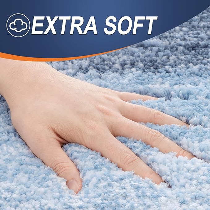 OLANLY Bathroom Runner Rugs 54x24, Extra Soft Absorbent Microfiber Bath Rugs, Rubber Backing, Quick Dry, Machine Washable Bath Mats for Bathroom Floor, Tub and Shower, Home Decor Accessories, Blue