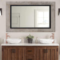 YOSHOOT Rustic Wooden Framed Wall Mirror, Natural Wood and Iron Bathroom Vanity Mirror for Farmhouse Decor, Vertical or Horizontal Hanging, 53" x 28", Grey