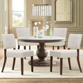 COLAMY Mid Century Modern Dining Chairs Set of 4, Upholstered Kitchen Chairs with Open Back, Fabric Side Dining Room Chairs with Wood Legs for Dining Room Kitchen Restaurant, Beige