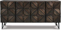 Signature Design by Ashley Chasinfield Urban Geometric Design TV Stand Fits TVs up to 70", 4 Cabinet Doors and 3 Adjustable Storage Shelves, Dark Brown