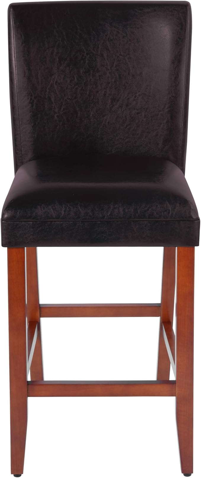 HomePop Home Decor | Classic Counter Height Bar Stools | 29 Inch Bar Stools | Decorative Home Furniture (Dark Brown Faux Leather) Single Pack