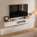 Floaticase Floating TV Stand, 94IN Fully Assembled Hign Gloss Wall Mounted Entertainment Center with Flip-Down Door & Drawers, Under TV Shelf with Large Storage for Living Room, Bedroom