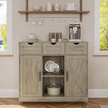 Storage Cabinet, Coffee Bar Cabinet with 2 Adjustable Shelves, 3 Drawers, and 2 Doors, for Bathroom, Kitchen, Living Room (Gray)