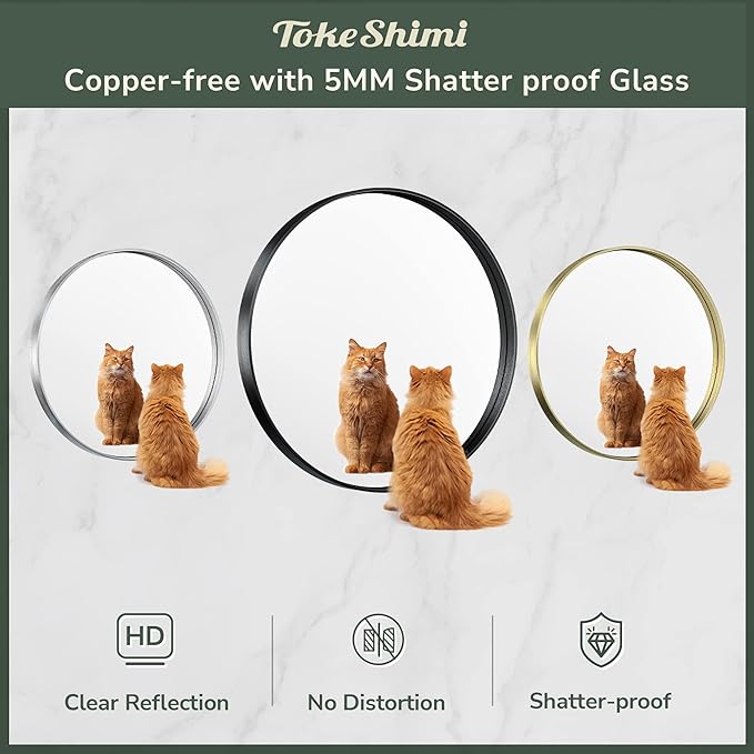 TokeShimi Black Round Mirror 30 Inch Black Circle Wall Mirror Non-Rusting Aluminum Alloy Brushed Matte Metal Frame Round Bathroom Mirror for Modern Minimalist Home Decor