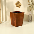 Premium Solid Wood Trashbin Multipurpose Furniture Basket for Home Living Room Office | Dustbin with Removal Metal Inner Liner from Mahogany Collection (Dwindle, 8x8x9.8 Inch)