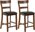 COSTWAY Bar Stools Set of 2, 25.5-Inch Counter Height Chair with Backrest, Foam-Padded Cushion, Rubber Wood Legs, Wooden Vintage Dining Chair for Bistro, Living Room, Kitchen, Brown and Black