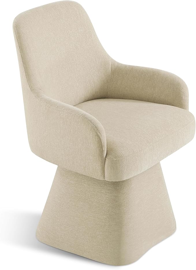 Swivel Dining Chairs Set of 2, Mid Century Modern Chairs Fabric Upholstered Armchair with Armrest & Ergonomic Backrest for Dining Room, Kitchen, Bedroom, Living Room, Sand, 2 Boxs