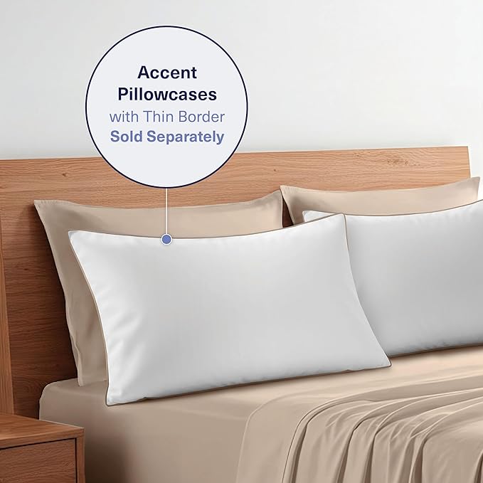 Kickoff Viscose Bamboo Sheets Queen Size 4-pc 100% Organic Bamboo Viscose Bed Cooling Sheets Queen Size Set Cool Bedding for hot Sleepers Sheet, Flat, Fitted, Pillowcases (Iced Latte, Q)
