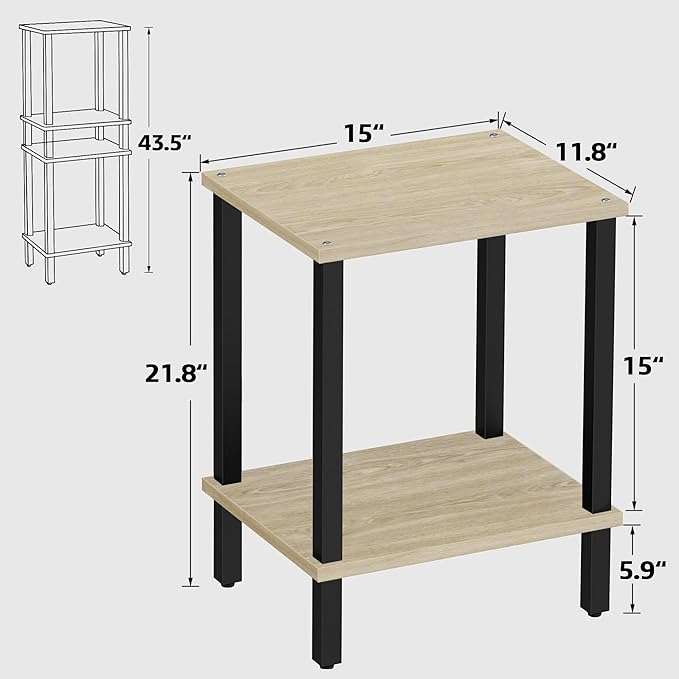 TUTOTAK End Table, Side Table, Nightstand, 2-Tier Storage Shelf, Sofa Side Table for Small Space, Living Room, Bed Room TB01BO034
