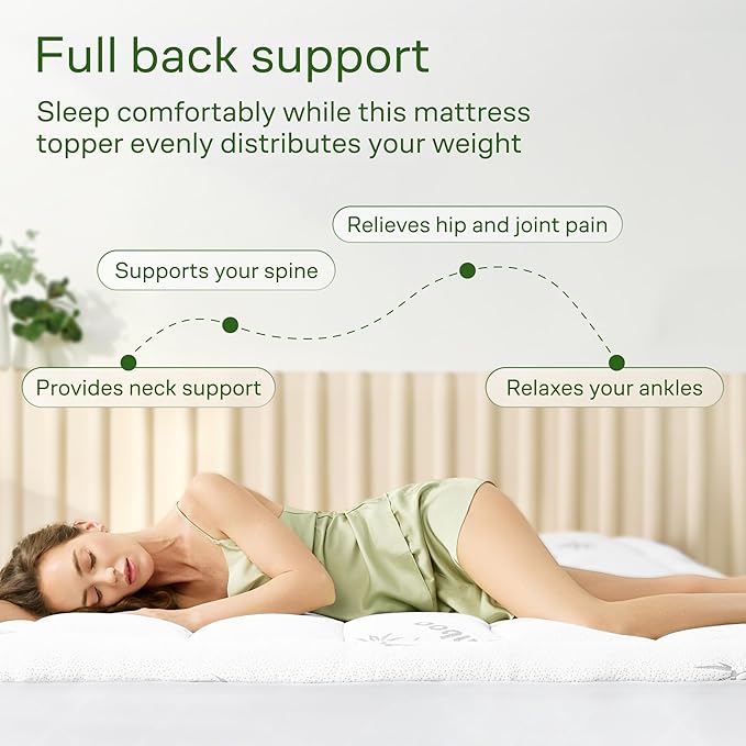 Ultra Soft Queen RV Size Mattress Topper - Viscose Made from Bamboo Pillow Top Mattress Pad for Back Pain Relief - Naturally Cooling for Hot Sleepers, White