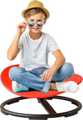 Autism Kids Swivel Chair,Sensory Spinning Chair for Kids,Toddler Spinner seat Carousel Spin Sensory Chair for Kids,Training Body Coordination,Metal Base Non Slip Safer (Red)