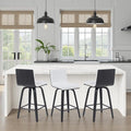 Vienna Modern Counter Height Swivel Bar Stool with Snow White Faux Leather Seat and Black Brushed Wood Frame Set of 3