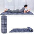 Leewadee - Kapok Roll Mat – Handcrafted Folding Sleep & Relaxation Mattress from Thailand, Ideal as Guest Bed, Camping Mat, Yoga Mat or Traditional Futon, 75 x 39 inches, Blue White