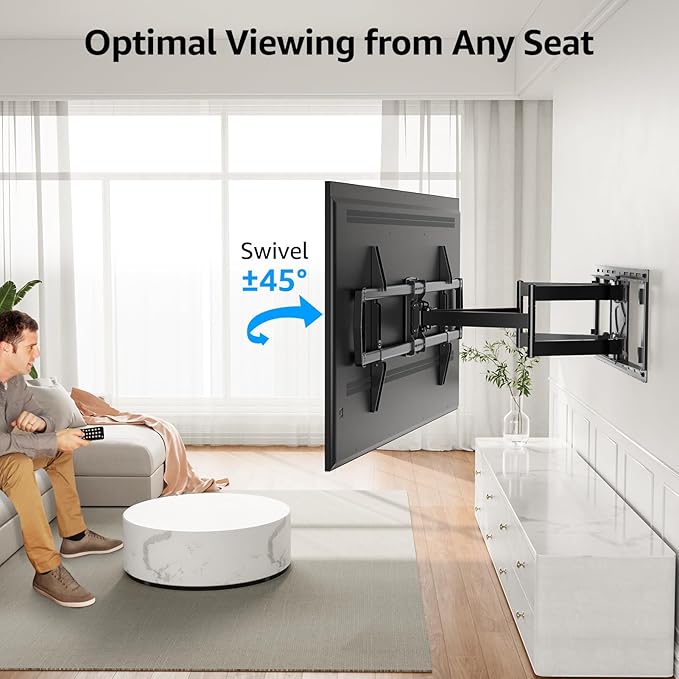 MOUNTUP Heavy Duty TV Wall Mount for 47-90 inch Large TVs, Holds 200 lbs, Full Motion TV Mount with Articulating Extension, Swivel & Tilt, Preassembled, Max VESA 800x400mm, Fits 16-24" Studs, MU0015
