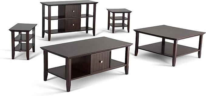 SIMPLIHOME Acadian 14-inch Wide Solid Wood Narrow End Table in Brunette Brown, Transitional-Style Side Table for Living Room, Bedroom, or Family Room with 2 Open Shelves