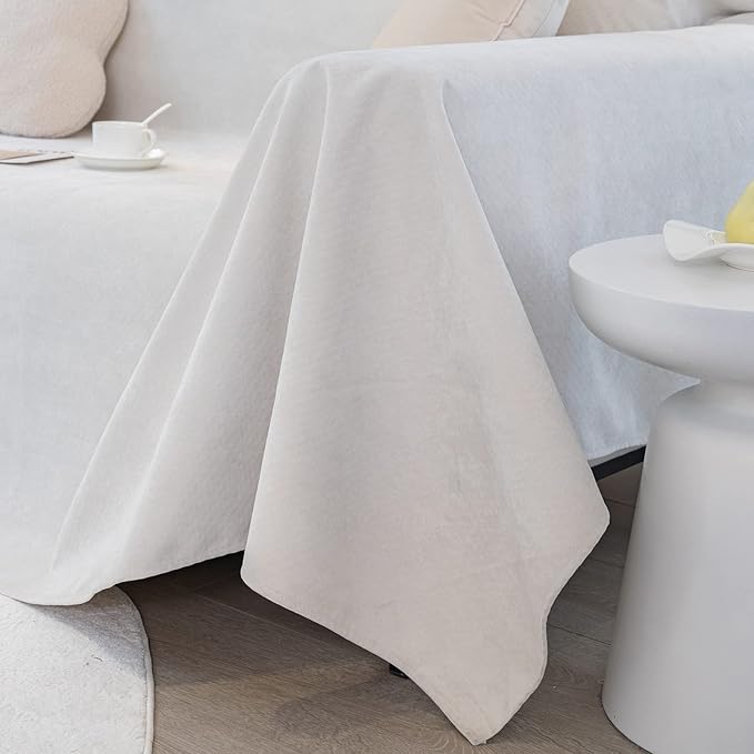 STACYPIK Waterproof Ivory White Sofa Covers Couch Cover for Pets, Anti-Cat Scratch Furniture Protector or 2 Cushion Couch, Washable Jacquard Recliner Loveseat Sofa Slipcover for Pets, Kids-71X71IN