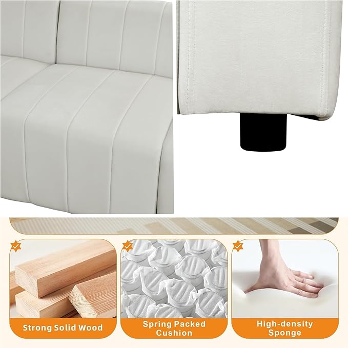Loveseat Sofa, 67″ Comfy Cloud Couch with Deep Seats, Modern Small Sectional Couches for Living Room, Bedroom, Small Space, White