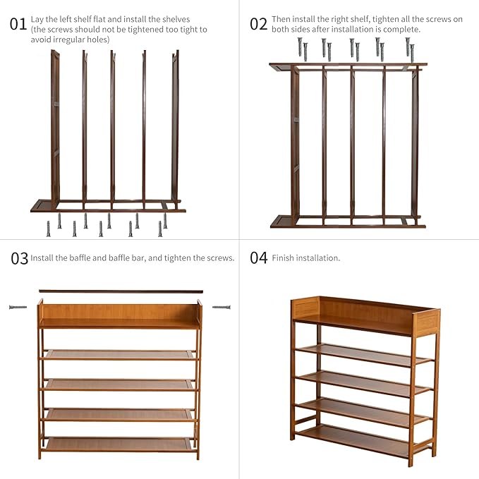 Bamboo Shoe Rack Organizer, 5 Tier Shoe shelf Storage Organizer, For Entryway, Hallway, and Closet (Nature-39.4")