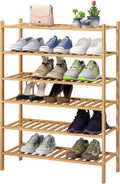 6-Tier Bamboo Shoe Rack for Entryway, Stackable | Foldable | Natural, Shoe Organizer for Hallway Closet, Free Standing Shoe Racks for Indoor Outdoor