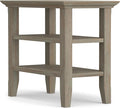 SIMPLIHOME Acadian 14-inch Wide Solid Wood Narrow End Table in Distressed Grey, Transitional-Style Side Table for Living Room, Bedroom, or Family Room with 2 Open Shelves