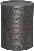 SIMPLIHOME Corbin 16 inch Wide Metal Side Table in Hammered Antique Copper, Round Drum Design End Table for Living Room, Family Room, or Entryway, Industrial Style, Assembled
