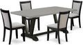 East West Furniture V697MZ606-5 5 Piece Dining Table Set for 4 Includes a Rectangle Kitchen Table with V-Legs and 4 Shitake Linen Fabric Parson Dining Chairs, 40x72 Inch, Multi-Color
