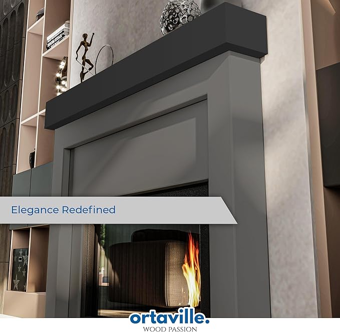 60" Floating Mantel Shelf - Modern White Fireplace Mantel with Matte Lacquer Finish for Living Room Elegance (60", Slate Grey)
