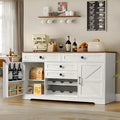 Modern Buffet Cabinet with 4 Drawers, 2 Doors & Adjustable Shelf, Large Sideboard Cabinet with Wine Rack, Kitchen Storage Cabinet for Kitchen, Living Room,Coffee Bar, White