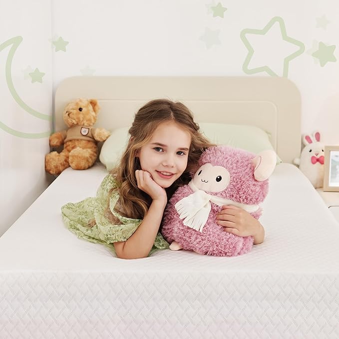 5 Inch Twin Mattress for Kids, Memory Foam Mattress with Cooling Green Tea Gel, Relieve Pressure with Medium Firm Support, CertiPUR-US Certified, 75''L x 38''W, White