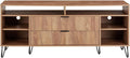 Manhattan Comfort Dumbo Mid Century Modern TV Stand for Televisions up to 60 Inches, Home Entertainment Center with Storage, 6 Shelves, 2 Drawers, No Tool Assembly, 63" Wide, Golden Brown