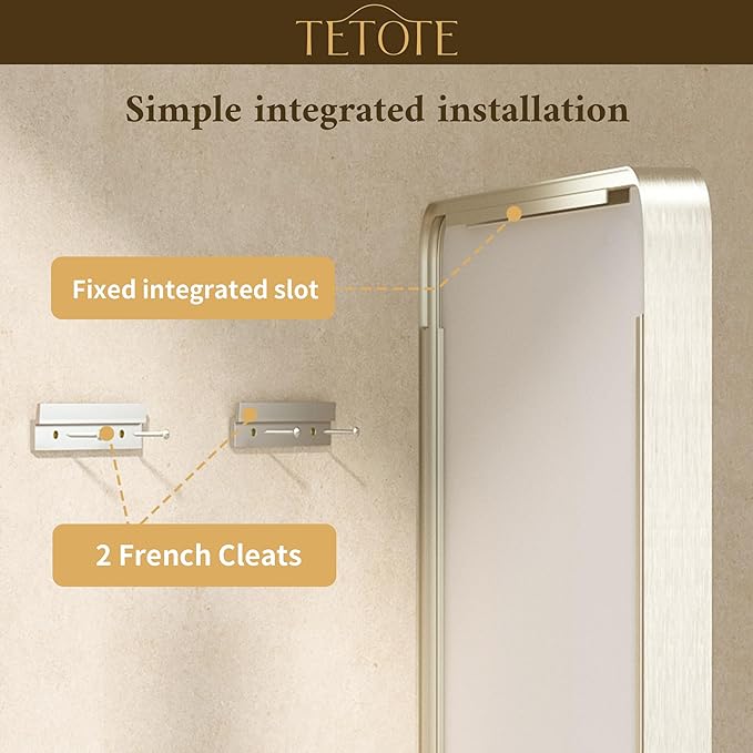 TETOTE 55 x 36 Inch Brushed Nickel Mirror Metal Framed Bathroom Mirror, Tempered Glass, Modern Farmhouse Wall Mounted Mirror for Decorative(Horizontal/Vertical)
