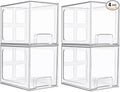 Vtopmart 4 Pack Stackable Storage Drawers, 6.6''Tall Acrylic Bathroom Makeup Organizers,Clear Plastic Drawers For Vanity, Undersink, Kitchen Cabinet,Pantry Organization and Storage
