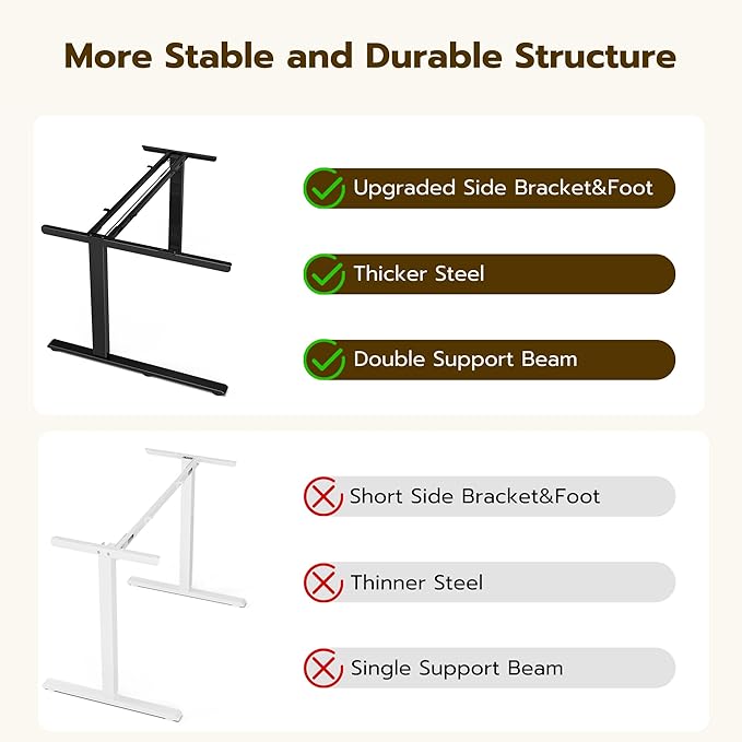 59 Inch L Shaped Standing Desk Adjustable Height, Electric Corner Standing Desk, Sit Stand Computer Table with Reversiable Splice Board, Rustic Brown