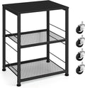 OYEAL Black Night Stand Industrial End Table with Storage Shelf Narrow Side Table for Small Spaces, Farmhouse Bedside Table for Living Room Bedroom, Stable Metal Frame (Black)