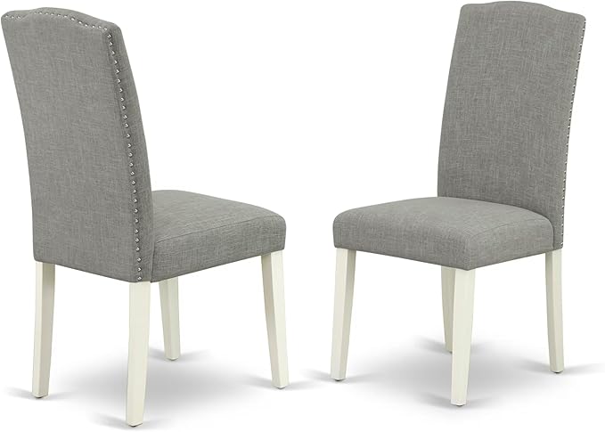 East West Furniture X027EN206-7 7 Piece Dining Room Furniture Set Consist of a Rectangle Dining Table with X-Legs and 6 Dark Shitake Linen Fabric Parsons Chairs, 40x72 Inch, Multi-Color