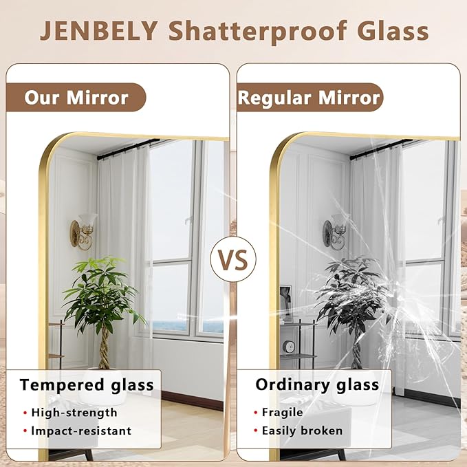 Brushed Gold Mirror, 20"x28" Rectangle Bathroom Mirror, Metal Frame Rectangle Corner Vanity Mirror, Wall Mounted Mirror for Modern, Living Room, Bedroom, Horizontal Or Vertical