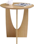 Get Set Style Round End Table Accent Side Table Circle Wood Corner Table Small Modern Coffee Table for Living Room or Bedroom Nightstand (Natural Finish)